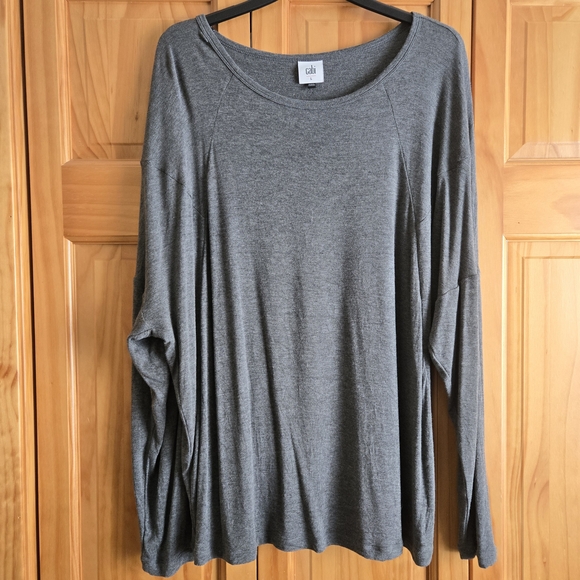 Cabi 4364 Cut Up Tee Shirt Charcoal Gray Long Sleeve Women's Tee Size Large - Picture 2 of 6